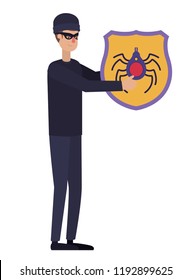 hacker stealing information avatar character