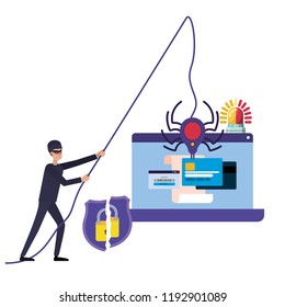 hacker stealing information avatar character
