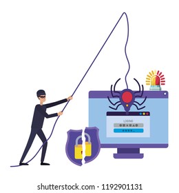 hacker stealing information avatar character
