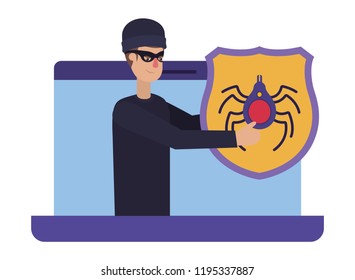 hacker stealing information avatar character