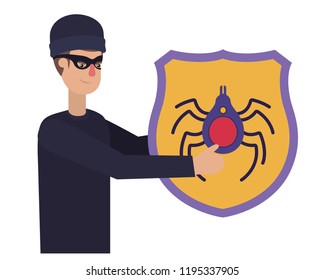hacker stealing information avatar character