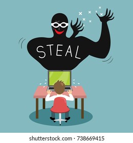 Hacker stealing passwords, illustration vector cartoon