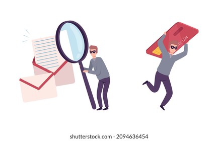 Hacker robando datos personales y dinero con el conjunto de vectores de sitios de phishing