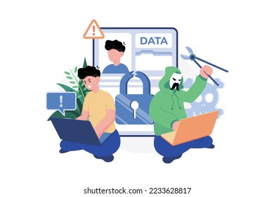 Hacker stealing user data Illustration concept. A flat illustration isolated on white background