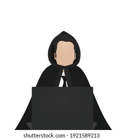Hacker con silueta de traje. ilustración vectorial