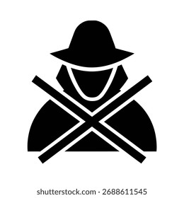 Hacker Symbol Crossed Out Silhouette Vector Art Illustration