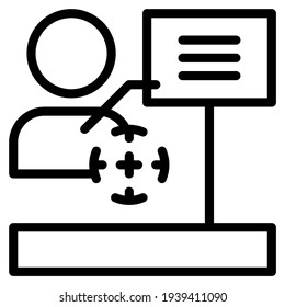 icono vectorial de destino de hacker, información de personas
