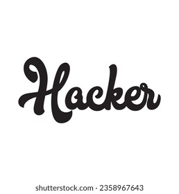 hacker text on white background.