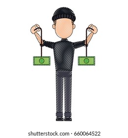 hacker theft hand holding a money