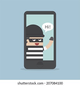 Hacker, Thief Hacking Smartphone, Business concept, VECTOR, EPS10