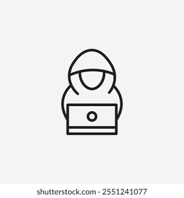 Ícone de linha fina hacker isolado.