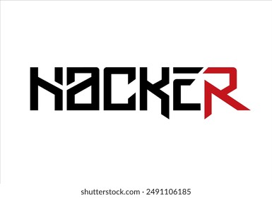 hacker typography logo icon design vector