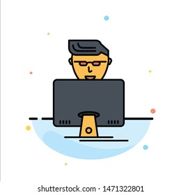 Hacker, User, Gamer, Programmer Abstract Flat Color Icon Template. Vector Icon Template background