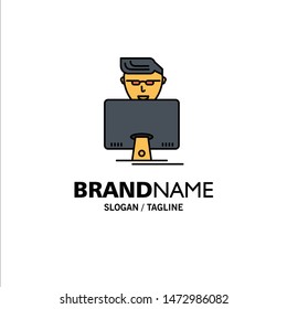 Hacker, User, Gamer, Programmer Business Logo Template. Flat Color
