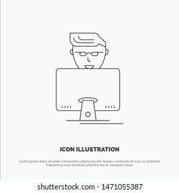 Hacker, User, Gamer, Programmer Line Icon Vector. Vector Icon Template background