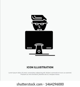 Hacker, User, Gamer, Programmer solid Glyph Icon vector. Vector Icon Template background