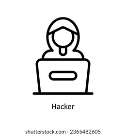 Ilustración del icono de contorno vectorial Hacker. Archivo EPS 10.