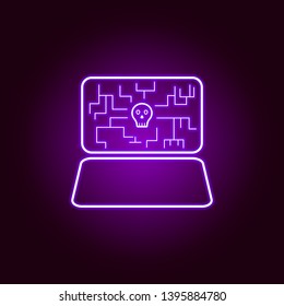 Hacker, virus icon in neon style. Can be used for web, logo, mobile app, UI, UX 