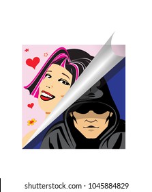  hacker, wearing a  mask, vector illustration