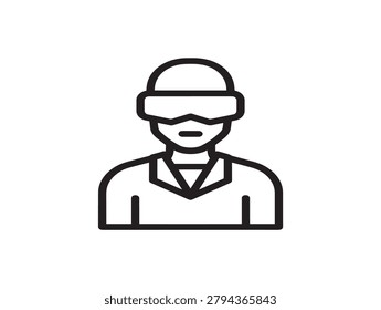 Hacker Wearing VR Headset Cybersecurity Technology Vector Illustration Line Art
