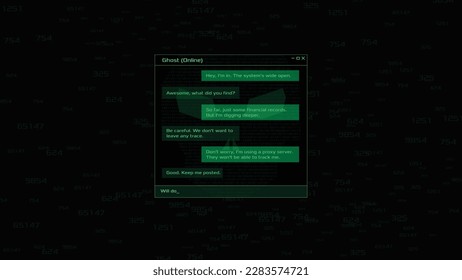 Hacker Window Chat-Konversationsschnittstelle. Vektor HUD.
