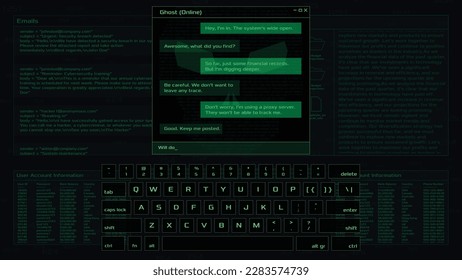 Hacker window chat conversation interface. Vector HUD.