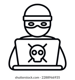 Hacker working icon outline vector. Online report. Crime data