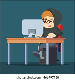 hacker working on his desk