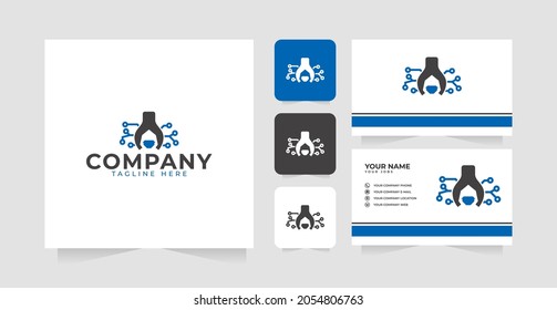 Hacker Wrench Tech Logo Design Vector Template