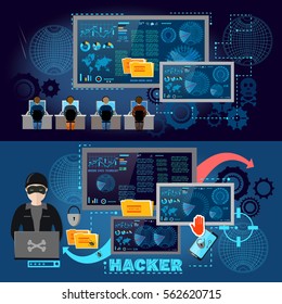 Hackers cyber army hacking and surveillance of computers, data theft. Hacker team internet security concept 