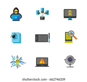 Hackers and data center icon set
