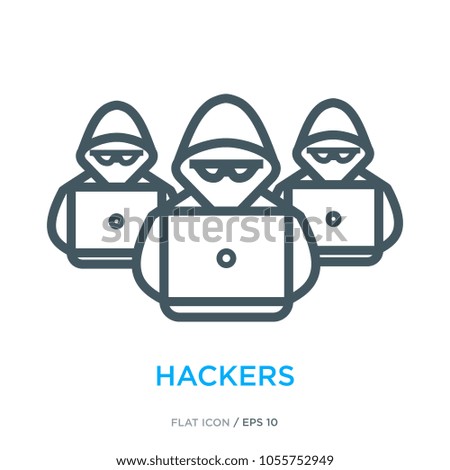 Hackers line flat icon