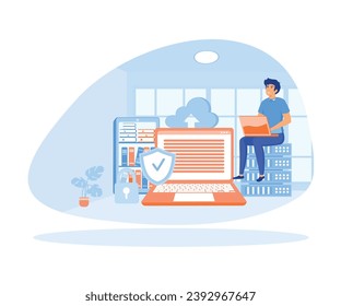  Hackers stealing personal data. flat vector modern illustration 