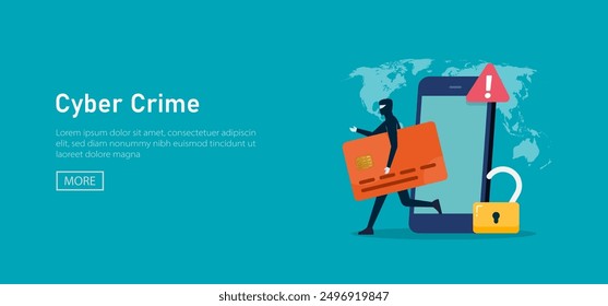 Hacker's stealing private personal data and bank document. Cyber crime concept 