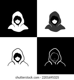 Hackers wearing white and black hoodies in 4 patterns