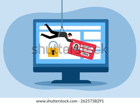 Hacking account and password. Account data phishing with cyber thief. Computer hacking concept.