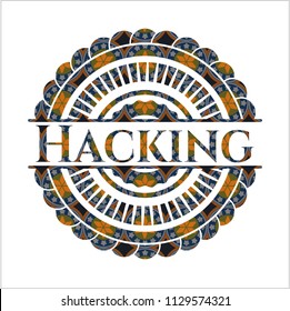 Hacking arabesque emblem background. arabic decoration.
