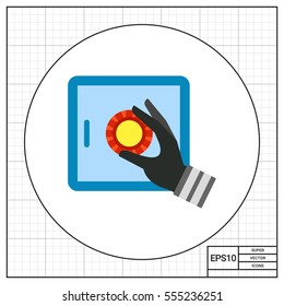 Hacking bank safe with broken security symbol