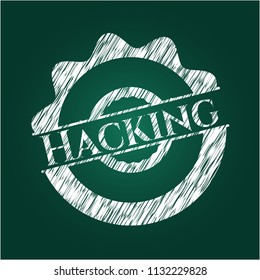 Hacking chalkboard emblem on black board