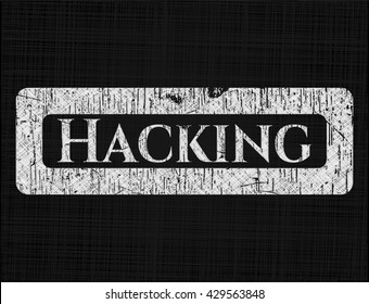 Hacking chalkboard emblem on black board
