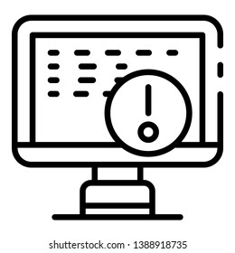 Hacking computer icon. Outline hacking computer vector icon for web design isolated on white background