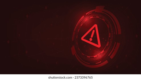 Hacking Concept. Attention warning attacker alert signs with exclamation marks on a dark red background. Security protection Concept. vector illustration.