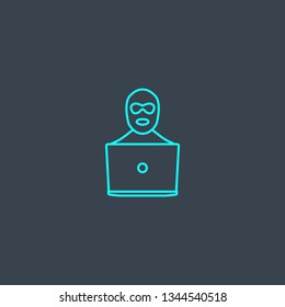 hacking concept blue line icon. Simple thin element on dark background. hacking concept outline symbol design. Can be used for web and mobile UI/UX