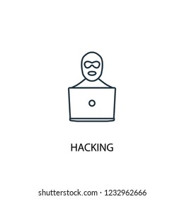 hacking concept line icon. Simple element illustration. hacking concept outline symbol design. Can be used for web and mobile UI/UX