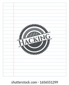 Dibujo del emblema de hackeo con efecto de lápiz. Ilustración vectorial. Detallado.