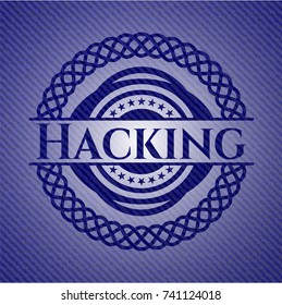 Hacking emblem with jean texture