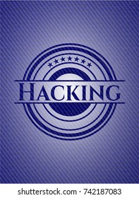 Hacking emblem with jean texture