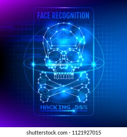 Hacking Face Recognition System Vector Technological Illustration