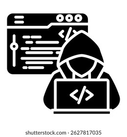 Hacking gylph icon. Simple vector icon design in gylph style. Editable vector format
