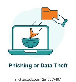Hacking-Symbol, Cybersicherheitsbedrohung, Informationsleck, Dateneinbruch, Phishing-Website, Malware-Warnung, Cyber-Scam-Symbol, unbefugtes Hacken